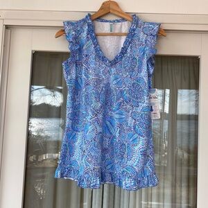 NWT Beachtime UPF50+ Blue turtle & starfish sleeveless top